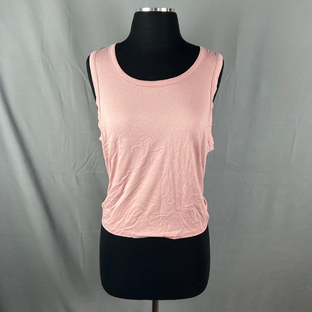 Zobha Sandra Tank Top Womens XL Heather Pink Self Tie Back Wide Strap Crew Neck